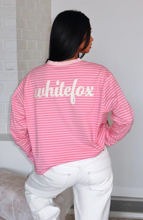 catch the drift long sleeve tee dark pink/light pink stripe