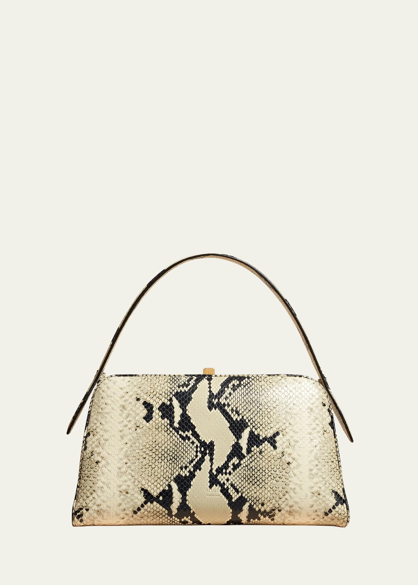 cate python-embossed leather top-handle bag