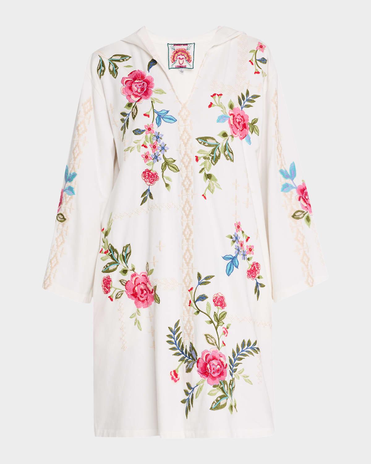 catia embroidered hooded knit beach dress