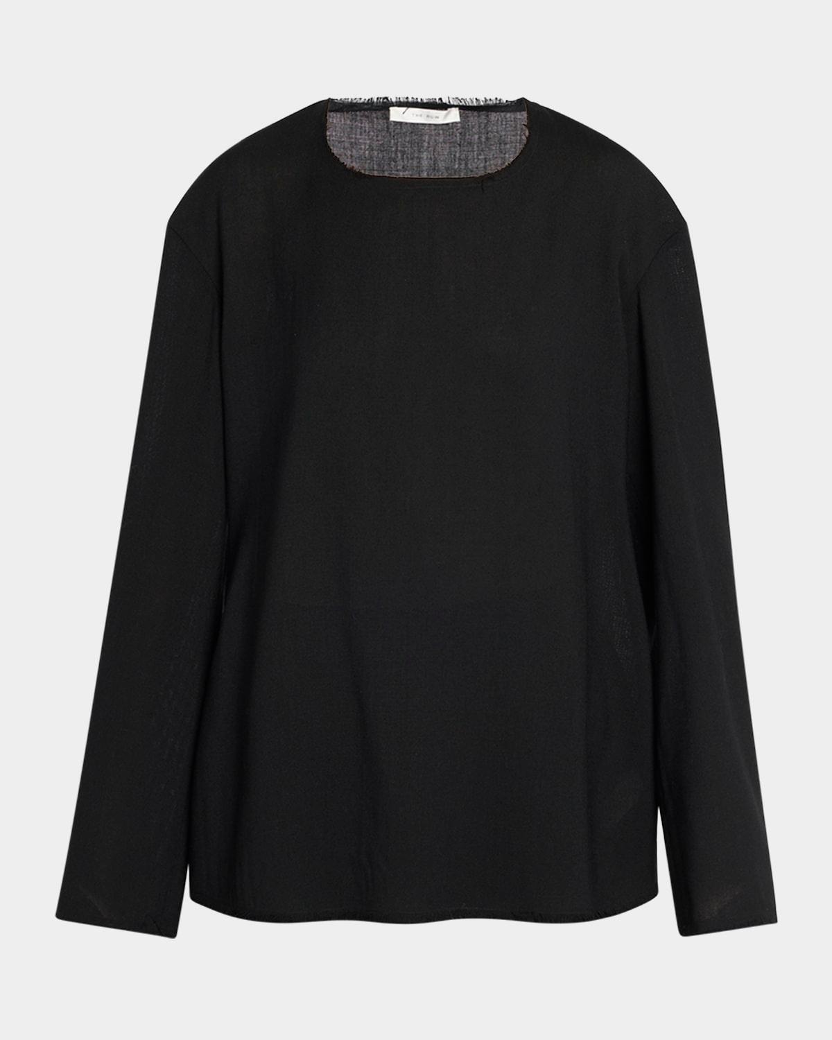 cattaleya raw-edge long-sleeve wool top