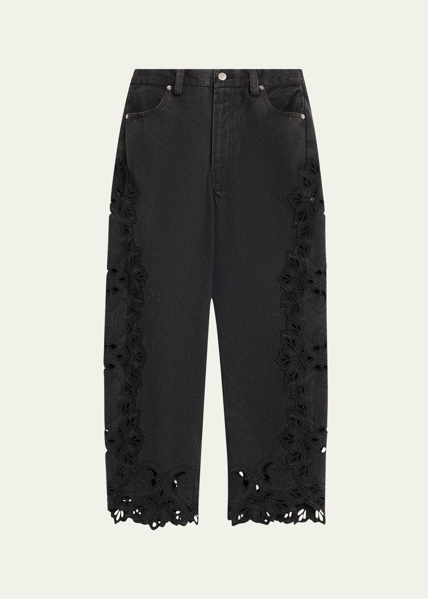cavina embroidered crop barrel jeans