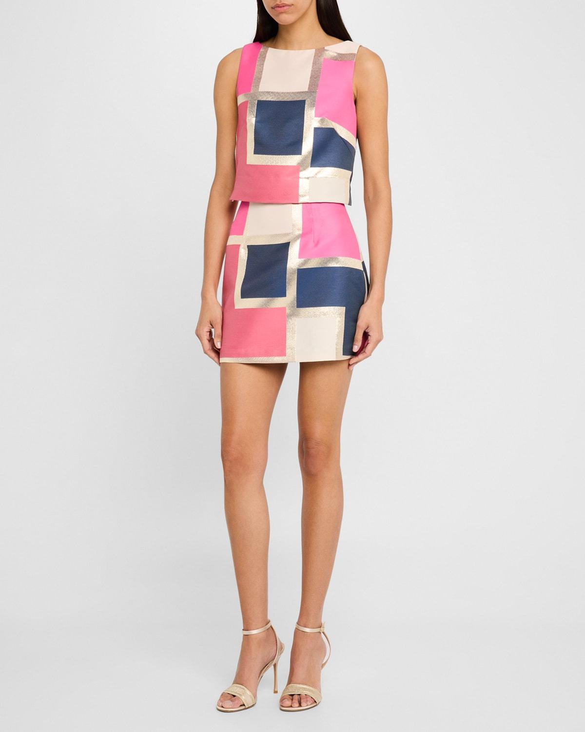 cayley 2 cropped geometric jacquard top