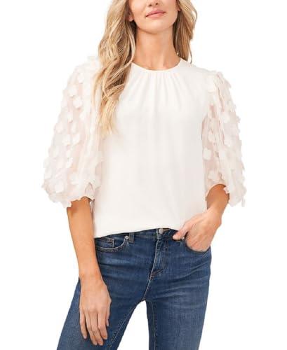 cece mixed media top new ivory s