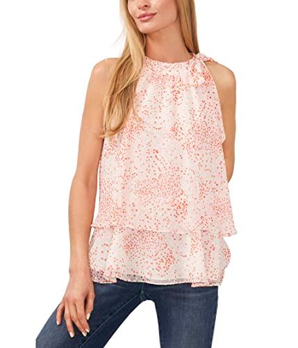 cece tie neck halter double layer blouse new ivory xs