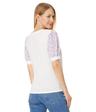 cece women's crew neck mixed media short sleeve top, new ivory