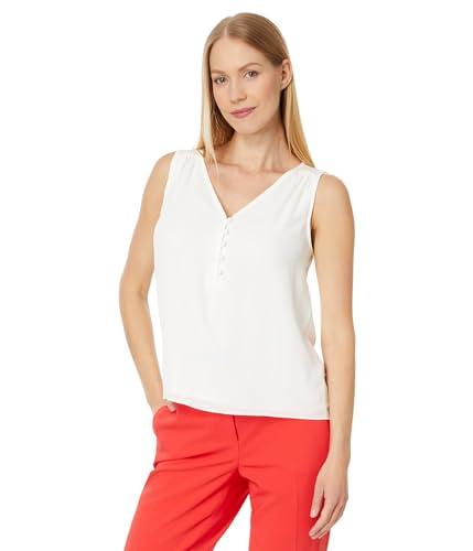cece women's half button-down sleeveless tank top, new ivory