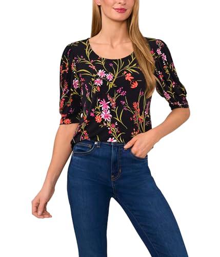cece women's knit crew neck short sleeve top, rich black