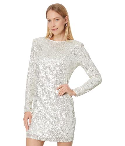 cece women's l/s fitted crew neck boxy shoulder dress 246, champagne