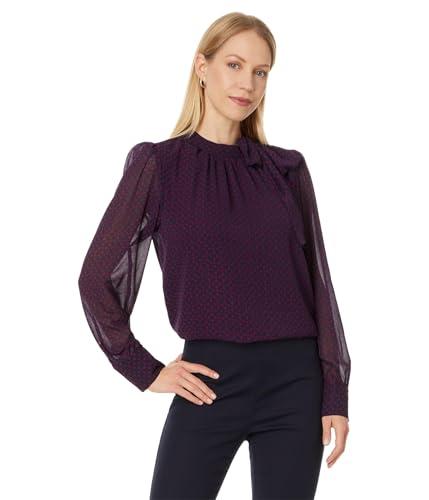 cece women's long sleeve top w/neck tie, pickled beet