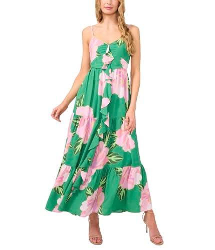 cece women's ruffle front tiered maxi dress, medium green