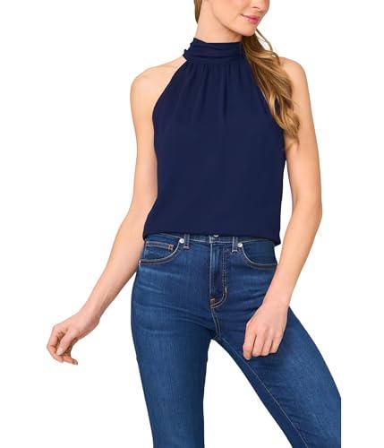 cece women's sleeveless halter top with back bow, classic navy