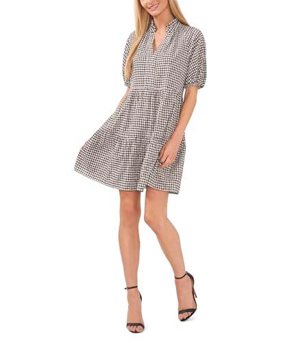 cece women's v-neck babydoll tiered dress, rich black