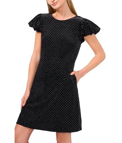 cece women's velvet bubble sleeve dress, rich black