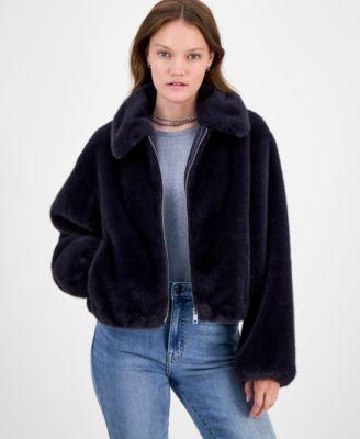cece womens collared faux fur bomber coat p xs xl