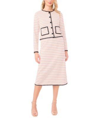 cece womens crochet detail cardigan midi skirt