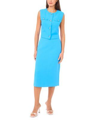 cece womens cropped boxy vest midi skirt