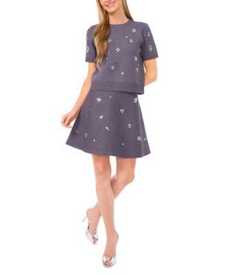 cece womens embellished sweater mini skirt