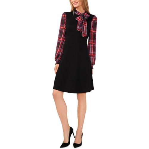 cece womens glamour melody plaid knit sweaterdress black m