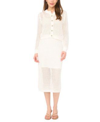 cece womens mesh cardigan pencil midi skirt