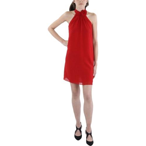 cece womens rosette halter dress red xs