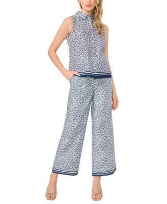 cece womens sleeveless button down top pull on pants
