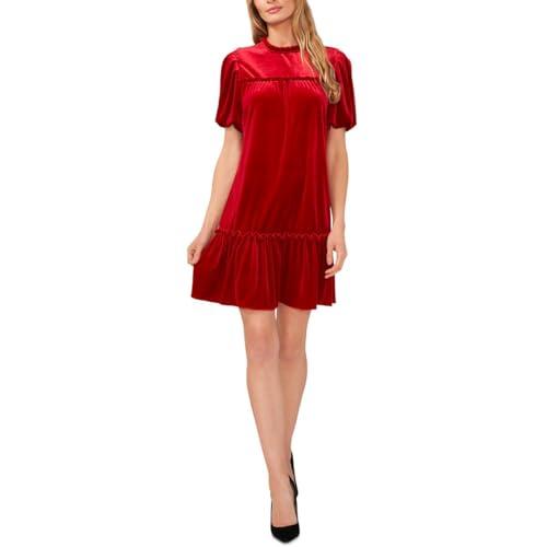 cece womens velour shift dress red l