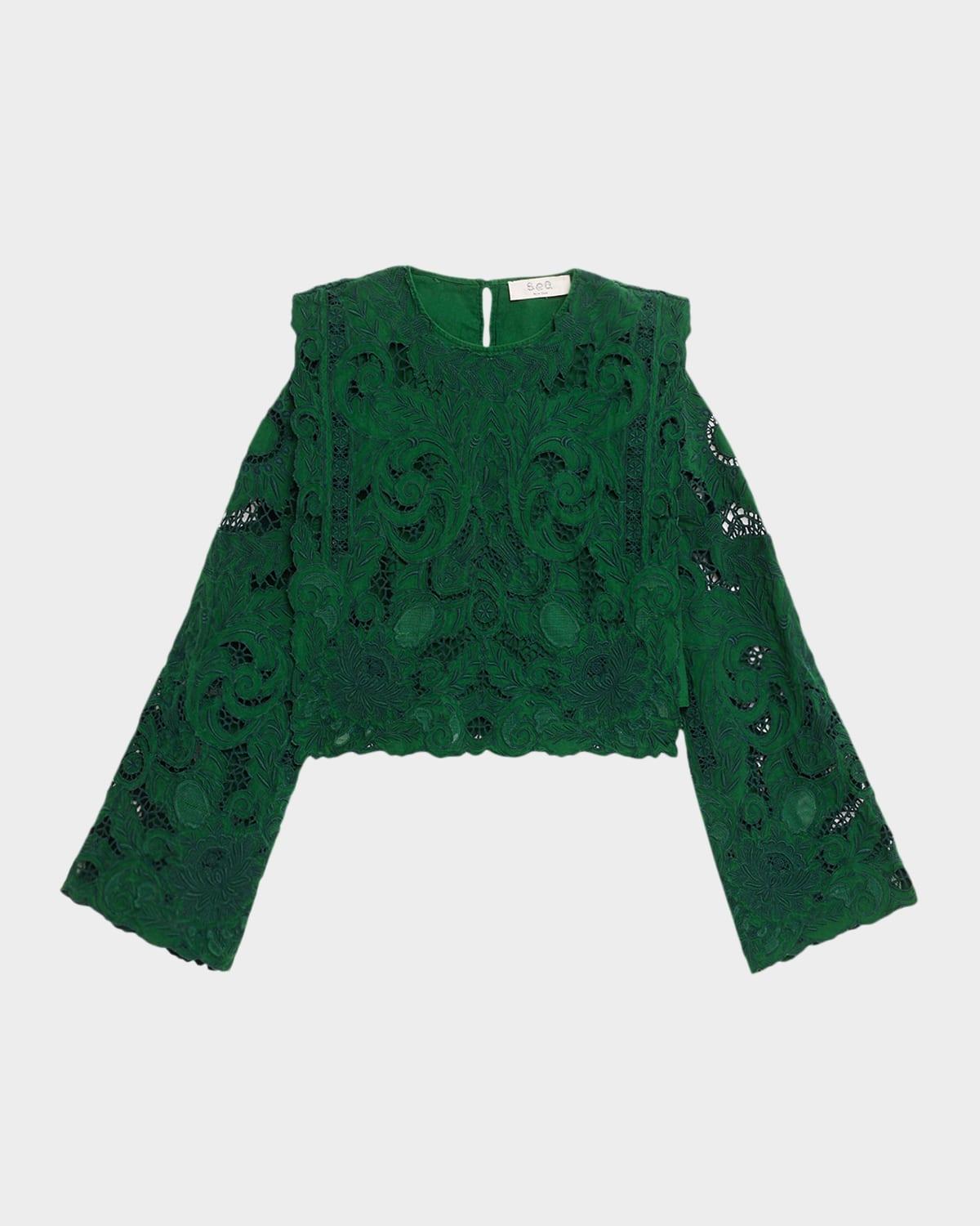 ceci embroidered long-sleeve top