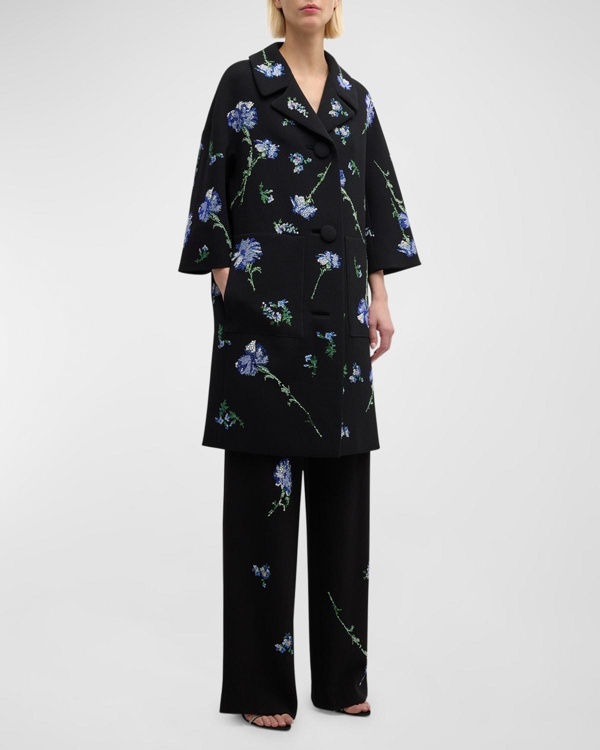 cecil beaton carnation embellished straight-leg baggy trousers