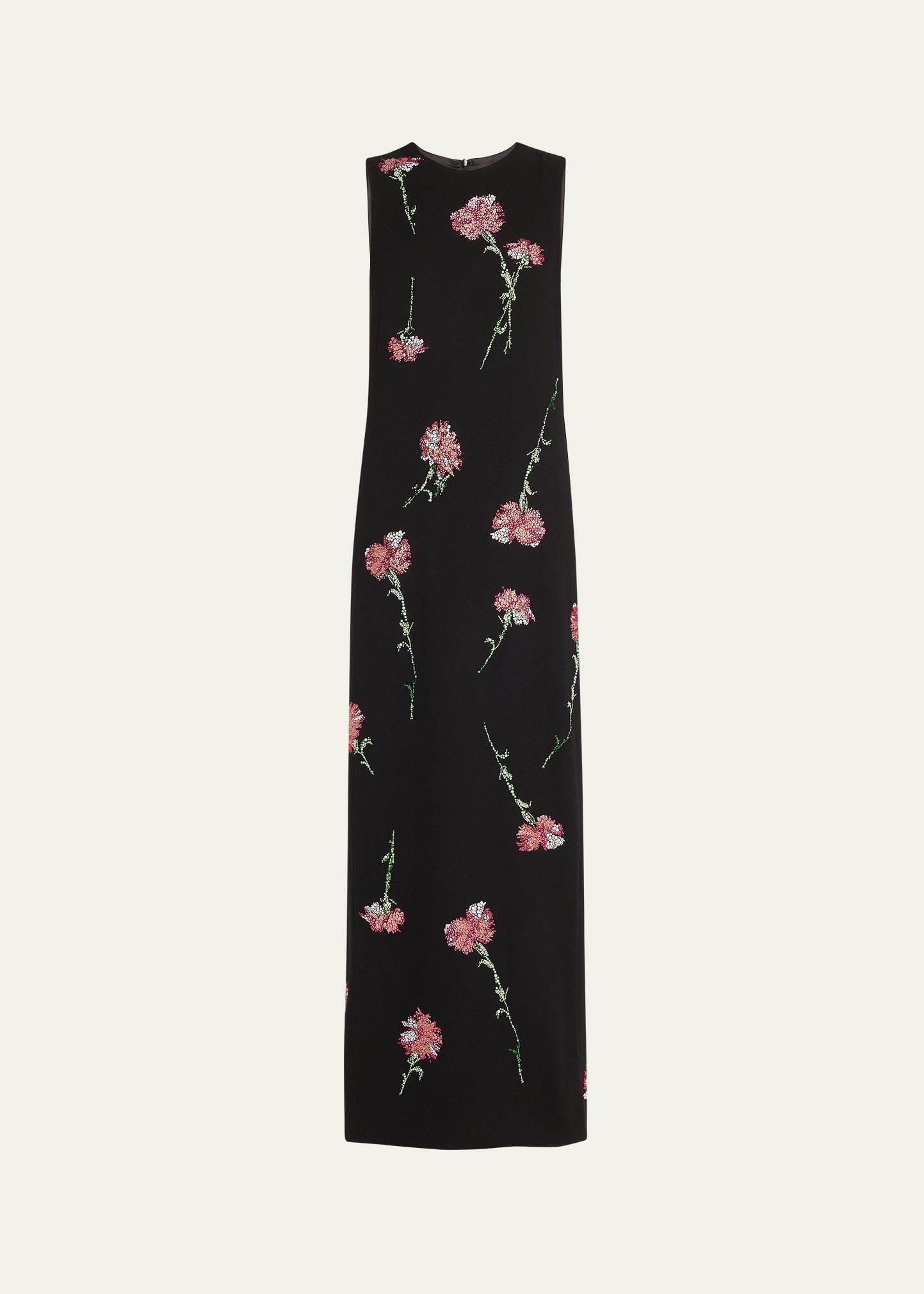 cecil beaton pink carnation crystal long wool dress