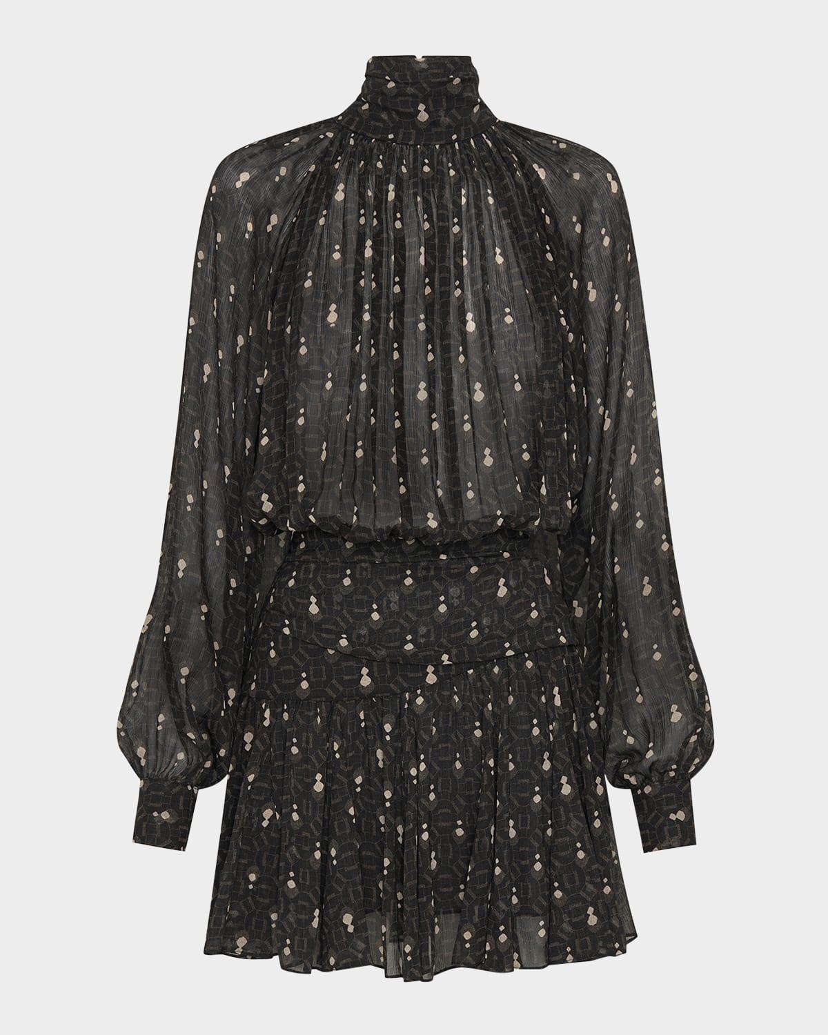 cecile ruched turtleneck viscose mini dress