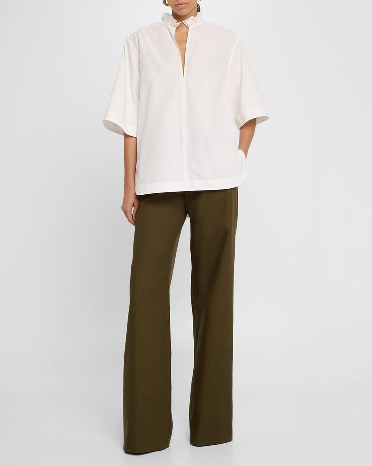 cecilia ruffle-collar short-sleeve shirt