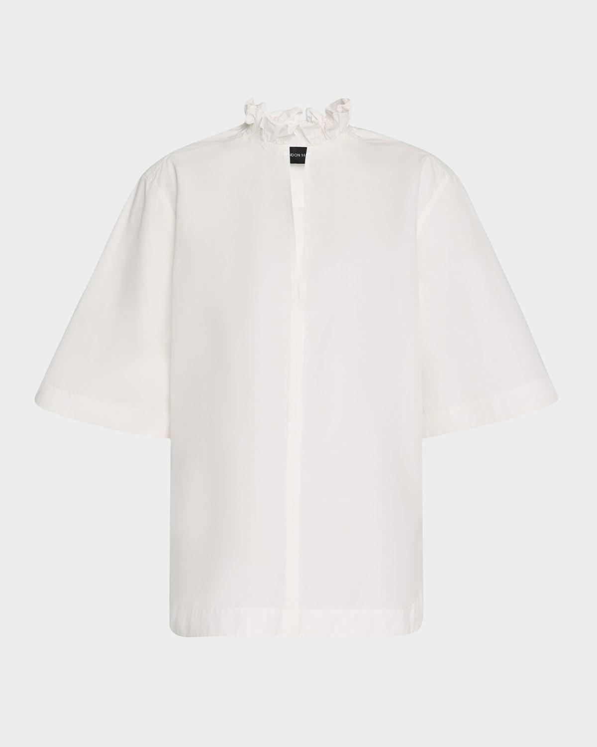 cecilia ruffle-collar short-sleeve shirt