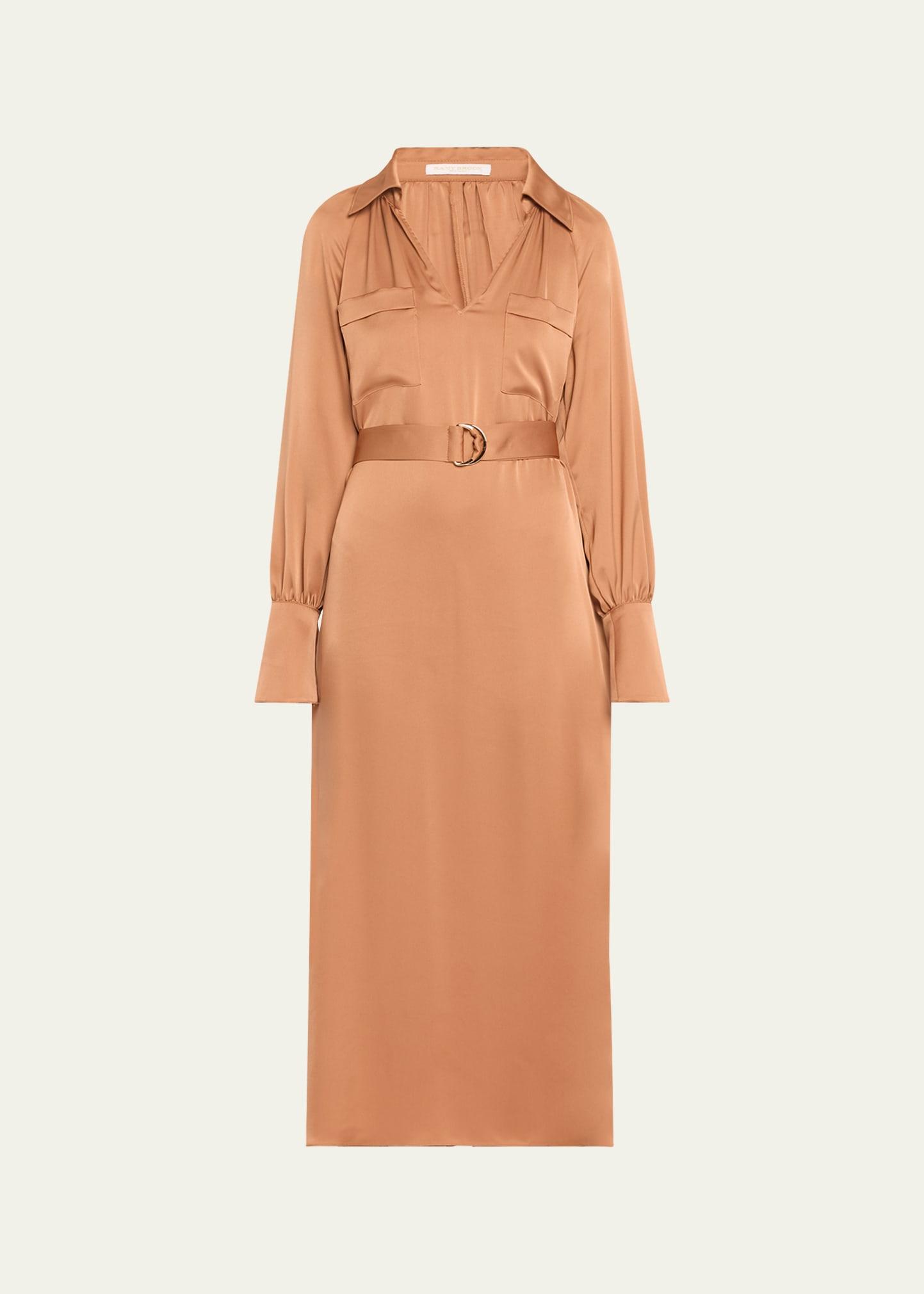 cecilia satin midi shirtdress