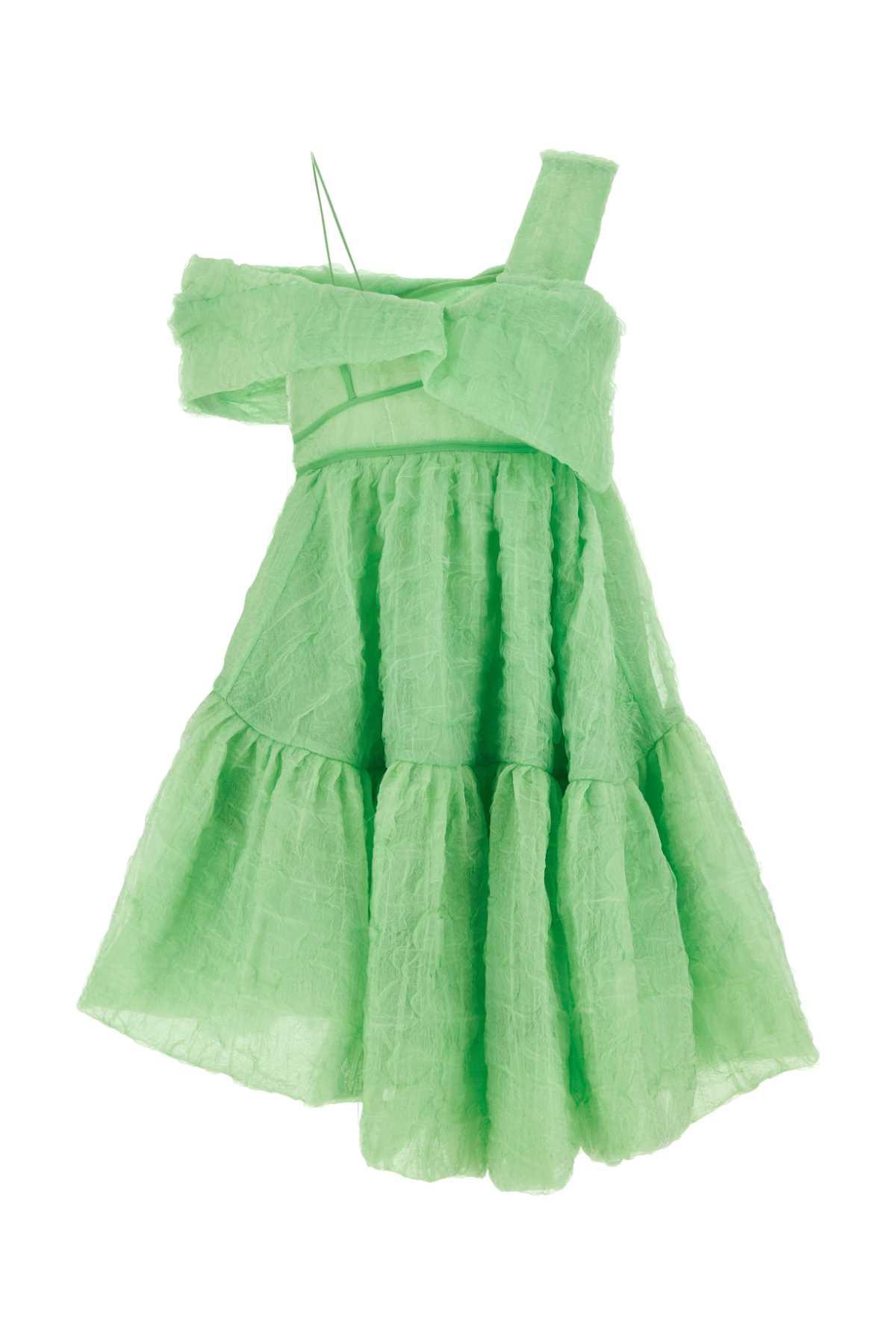 cecilie bahnsen green silk blend soon mini dress