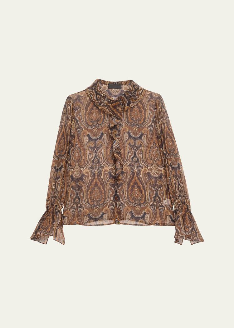 cecily paisley print ruffled silk blouse