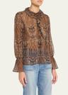 cecily paisley print ruffled silk blouse