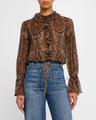cecily paisley print ruffled silk blouse