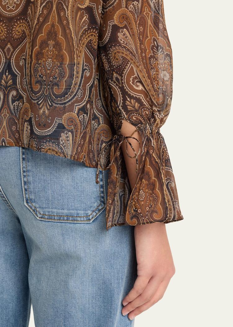 cecily paisley print ruffled silk blouse