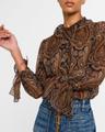 cecily paisley print ruffled silk blouse