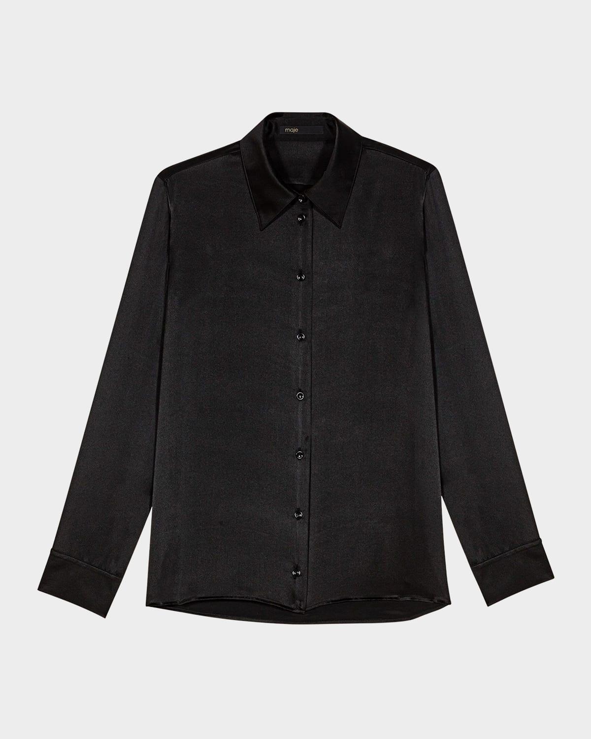 cecily silk button-front shirt