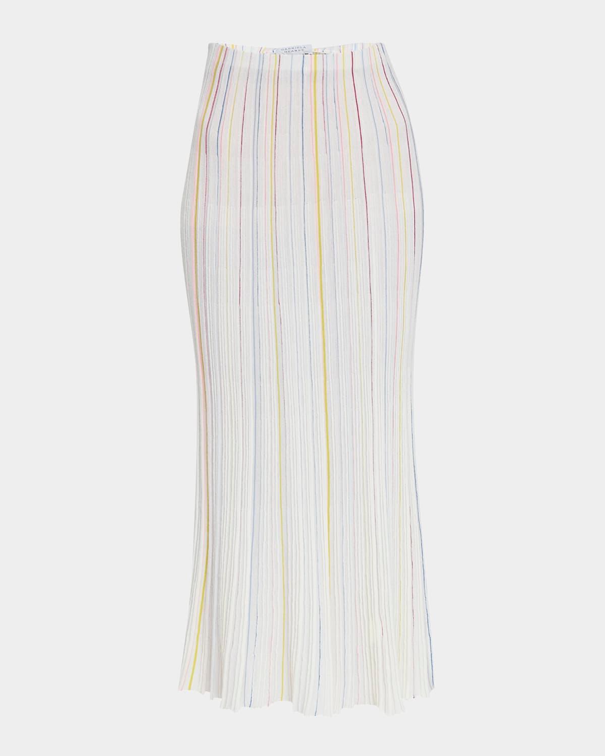 celeano striped plisse midi skirt