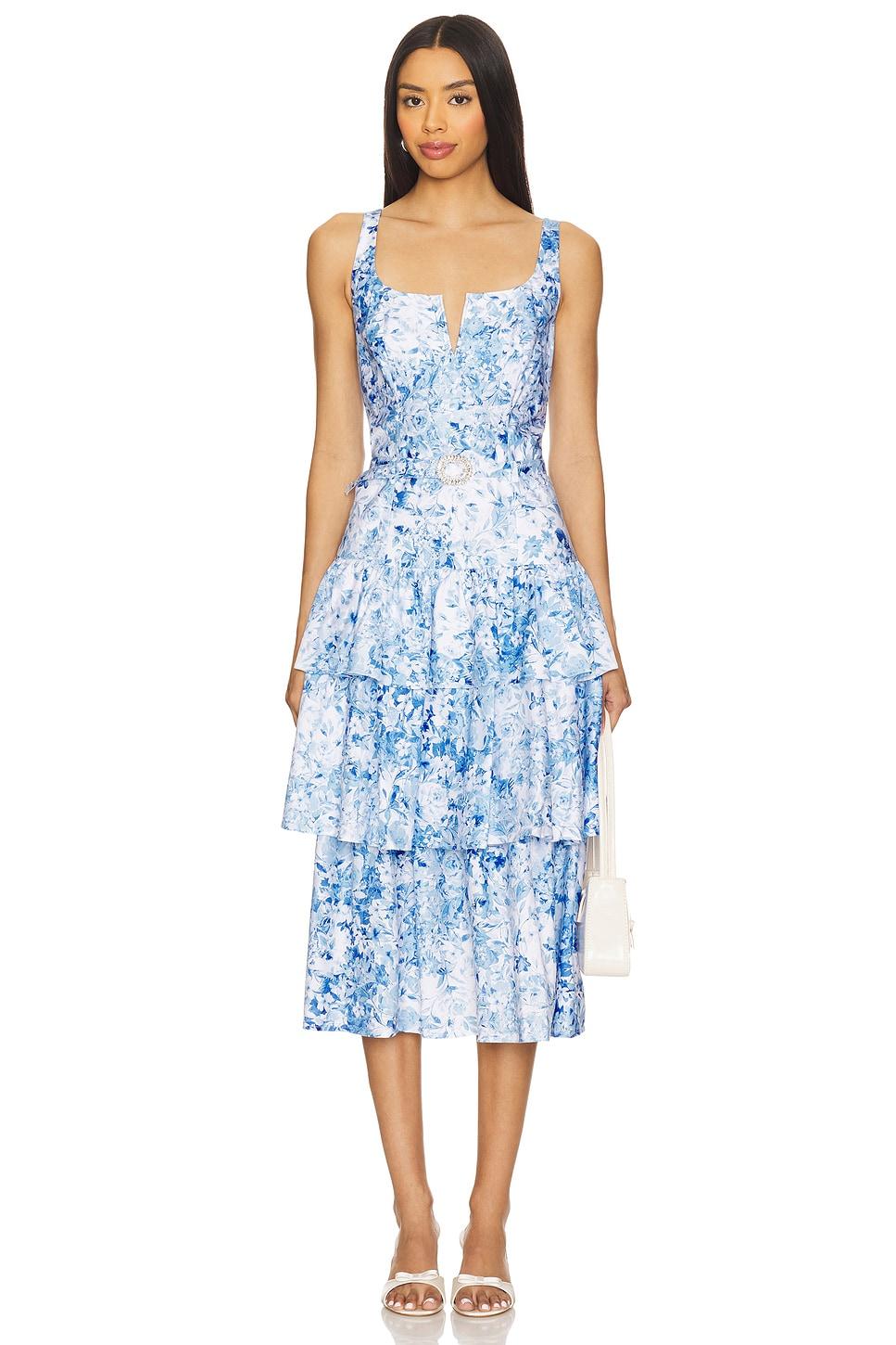 celeste floral poplin dress