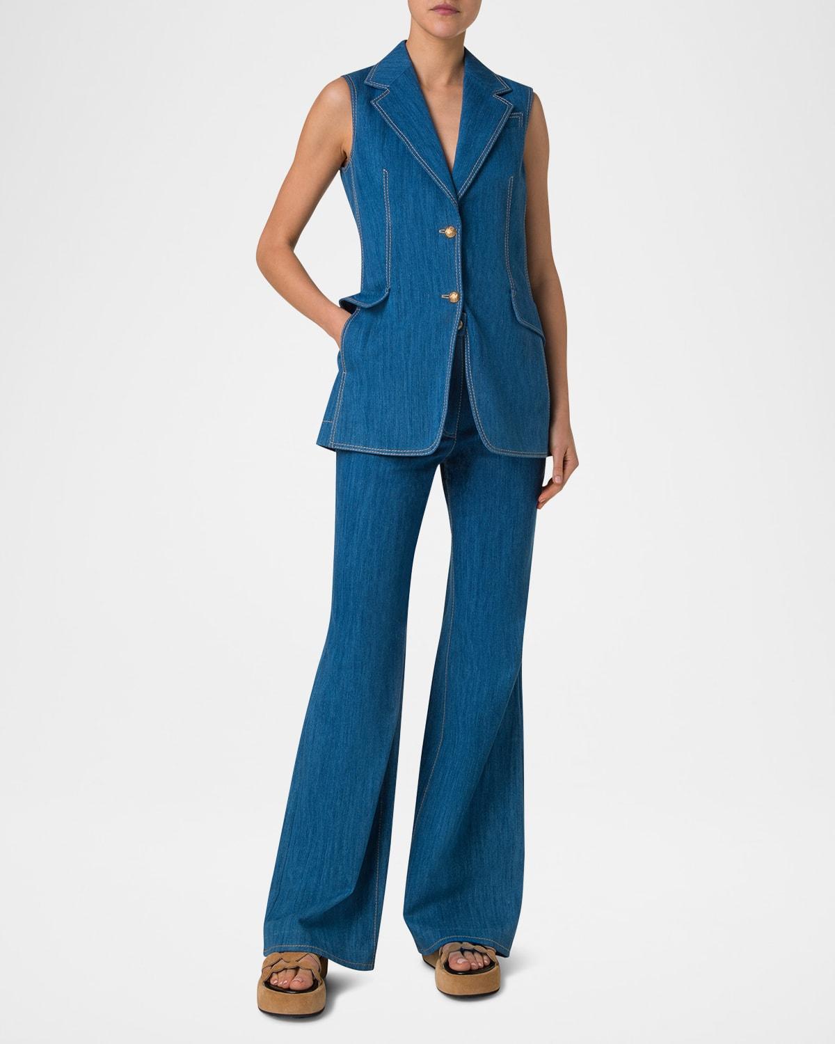 celia cotton stretch denim flare pants