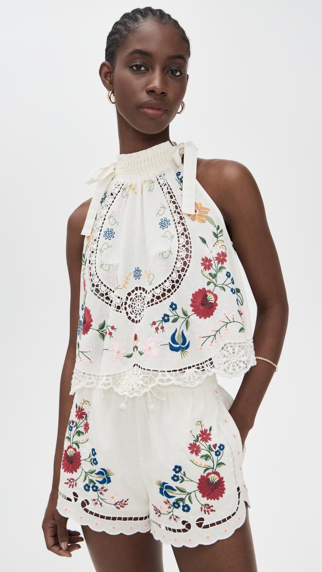 celia embroidery halter top