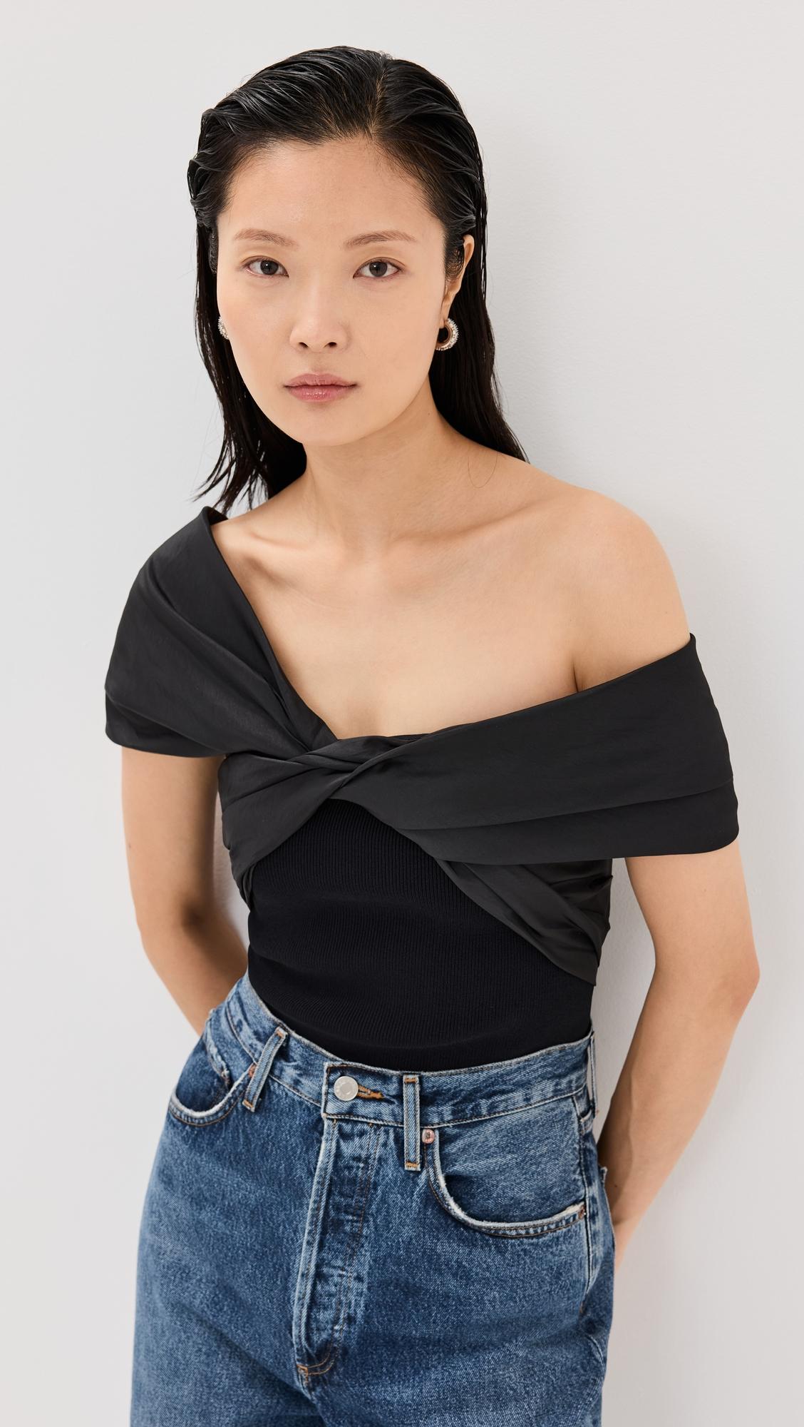 celiana knit combo top