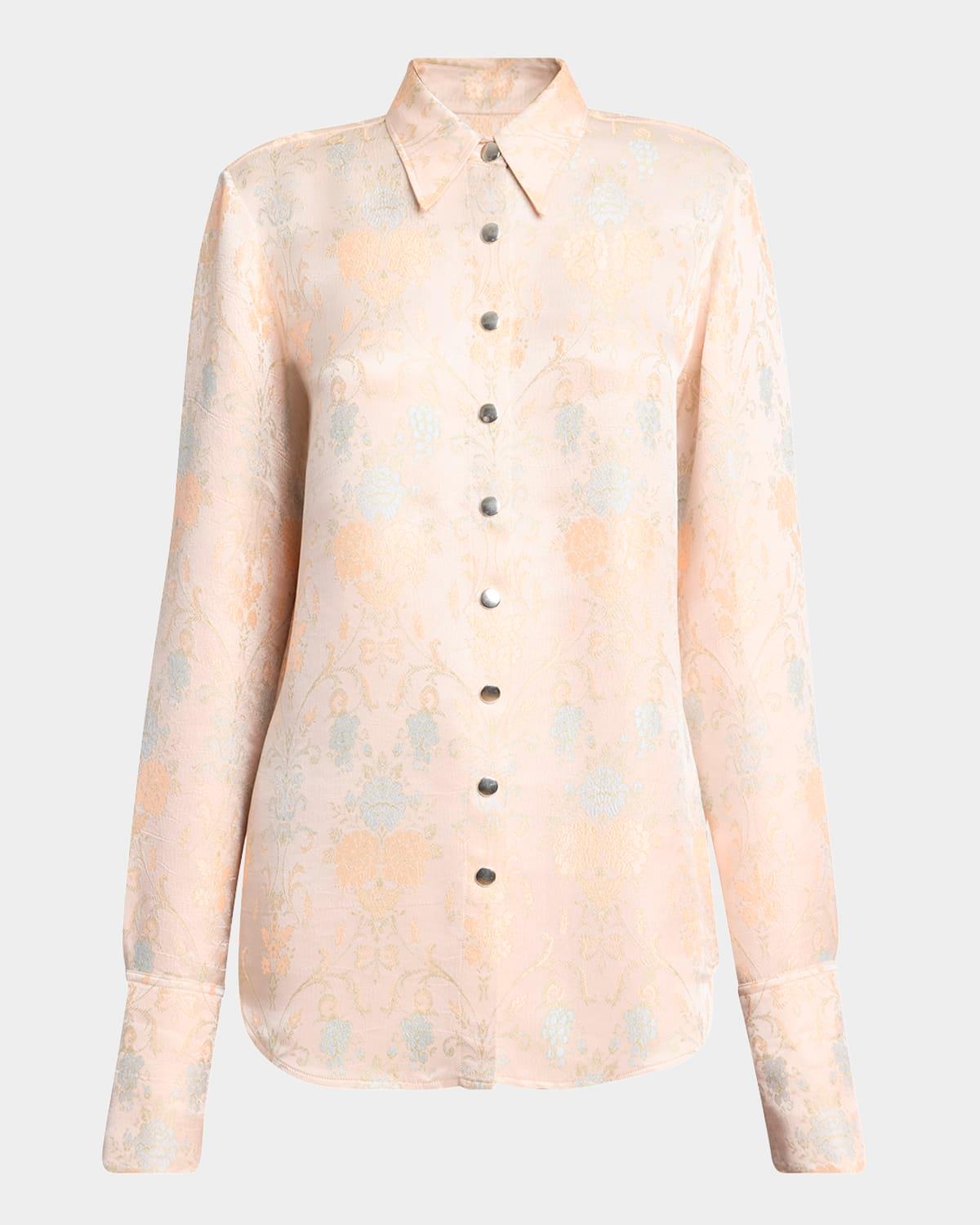 celina floral jacquard snap-front shirt