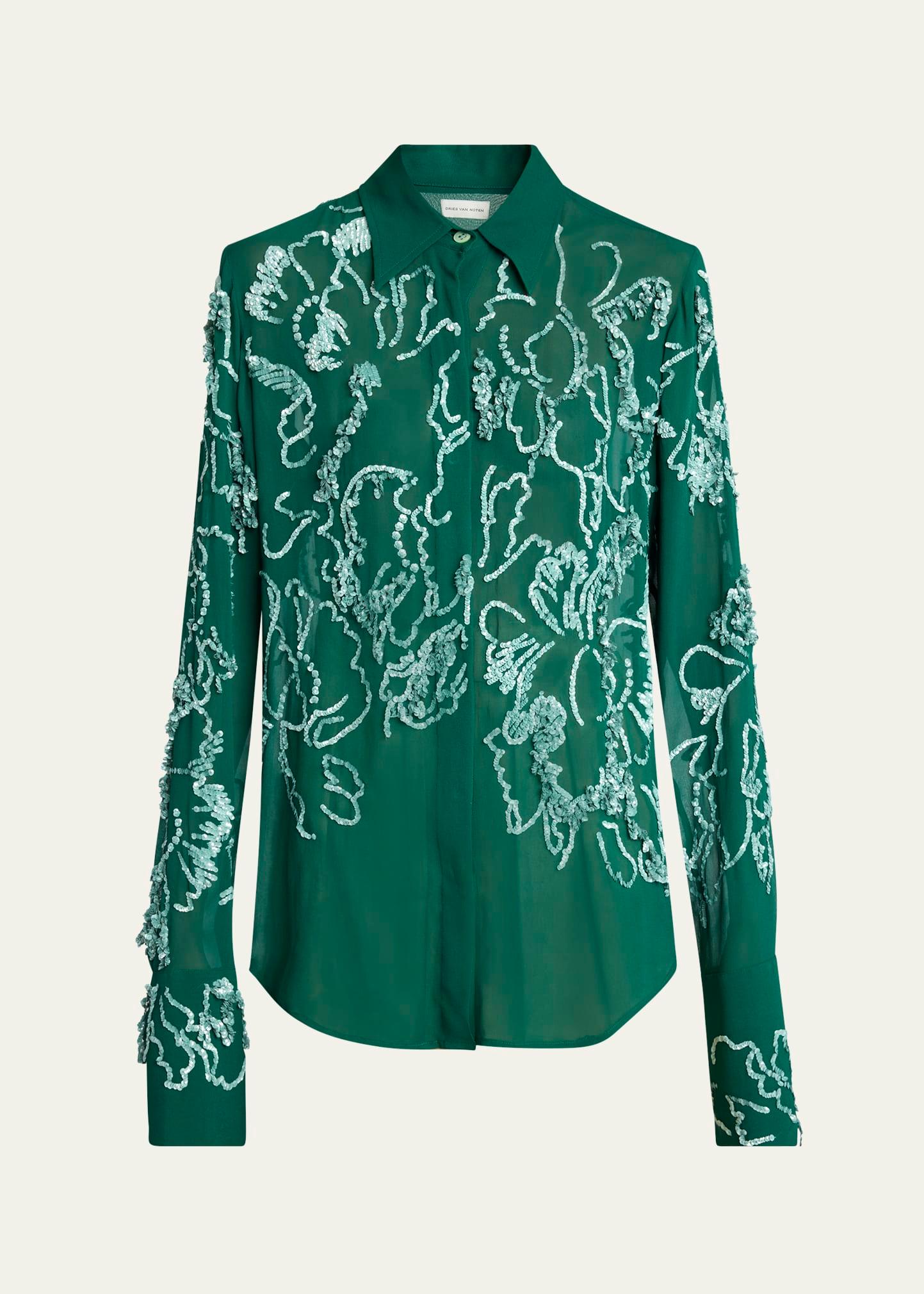 celina sequined button down shirt