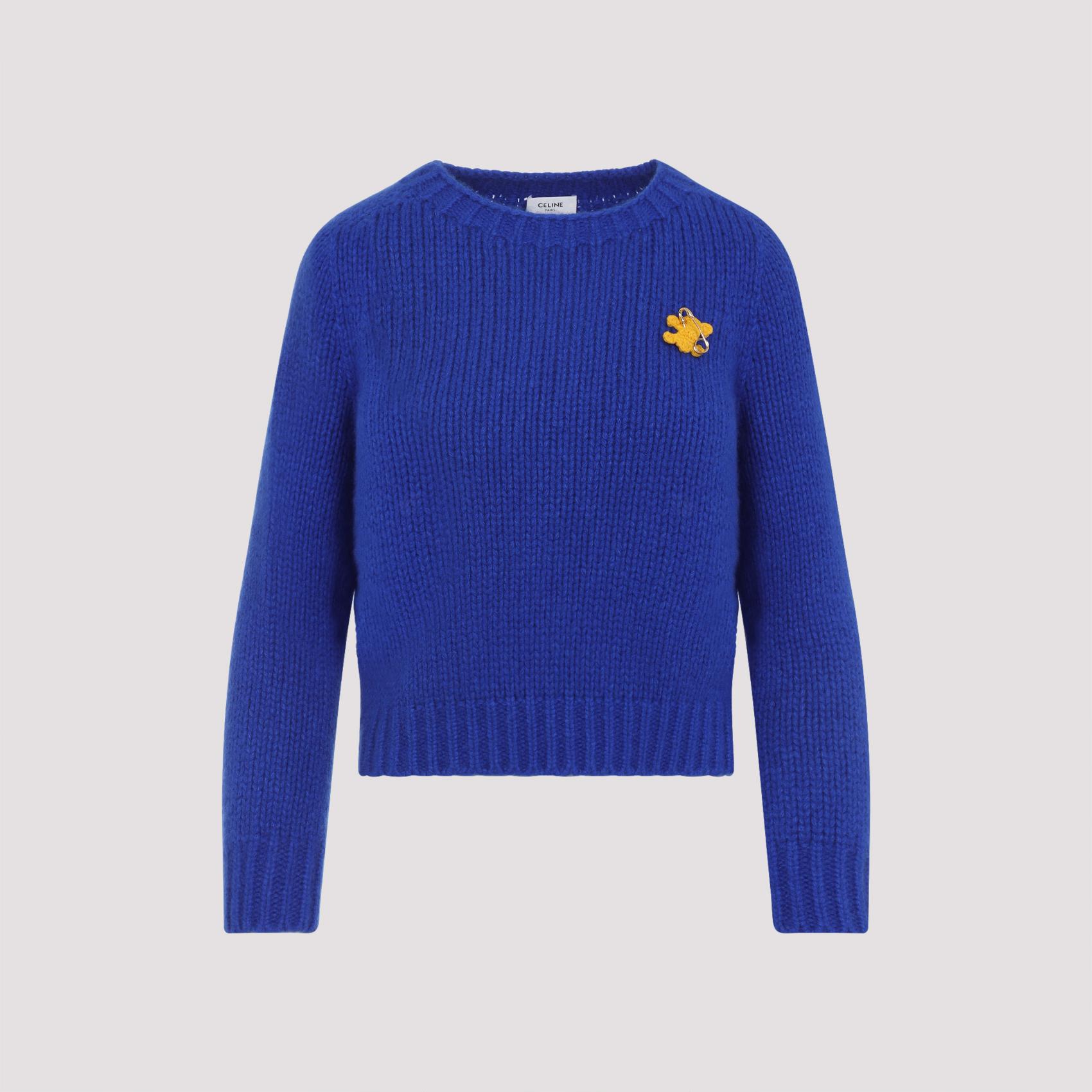 celine crewneck sweater blue cashmere silk - women