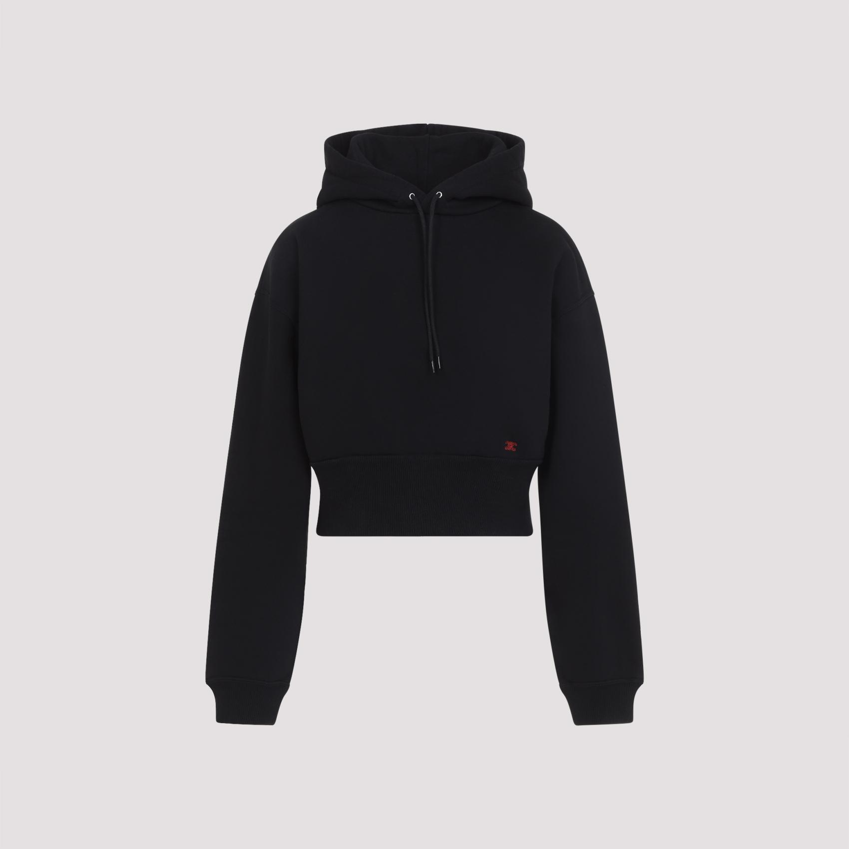 celine cropped hoodie black cotton sweatshirt - women