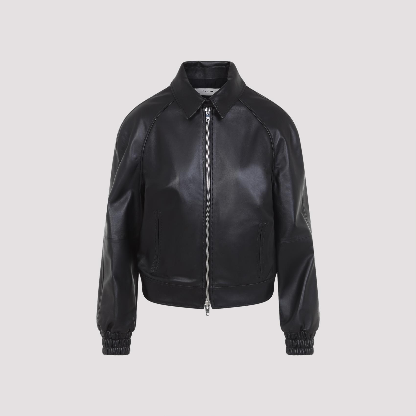 celine lamb leather jacket black - women